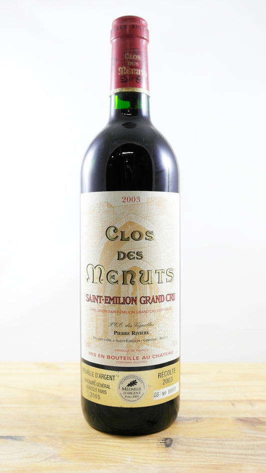 Vin Année 2003 Clos des Menuts