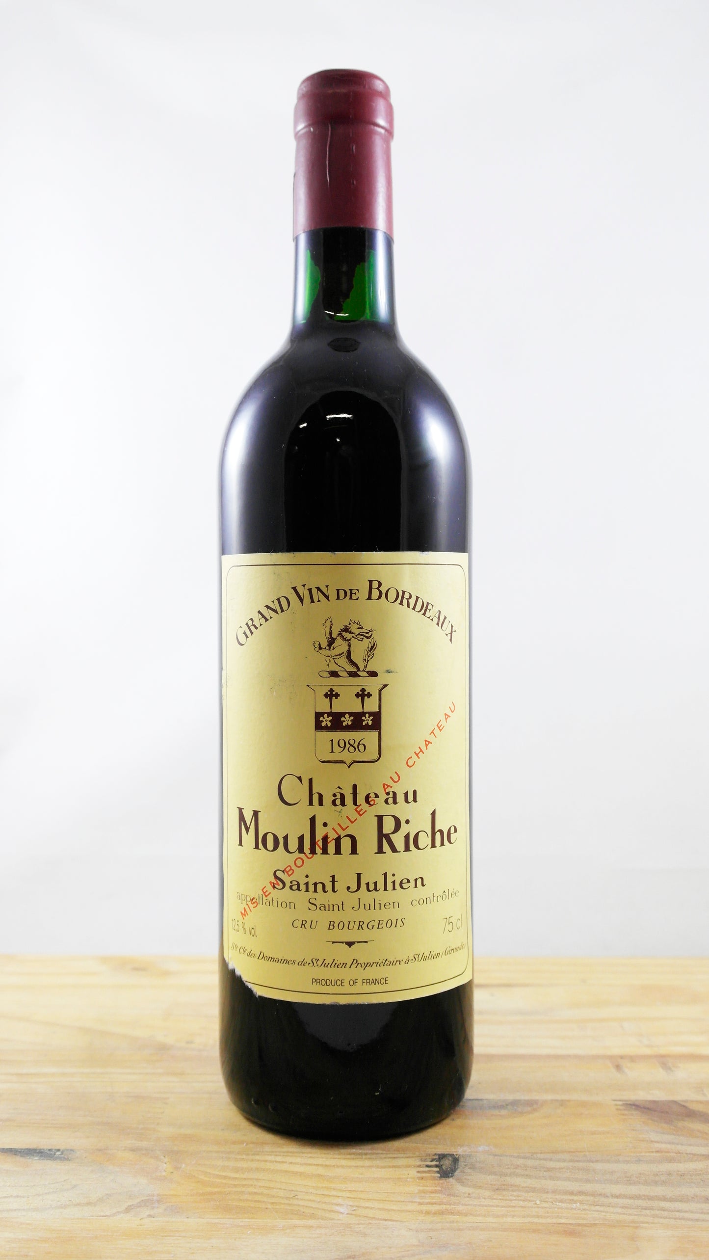 Vin Année 1986 Château Moulin Riche