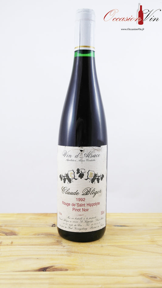 Rouge de Saint Hippolyte Pinot Noir Claude Bléger Vin 1992