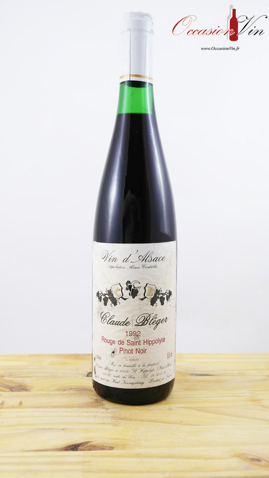 Rouge de Saint Hippolyte Pinot Noir Claude Bléger NB Vin 1992