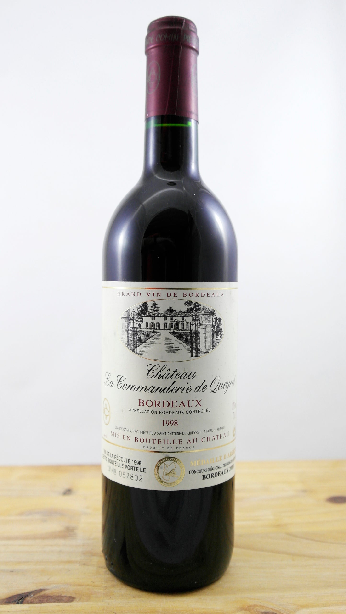 Vin Année 1998 Château La Commanderie de Queyret