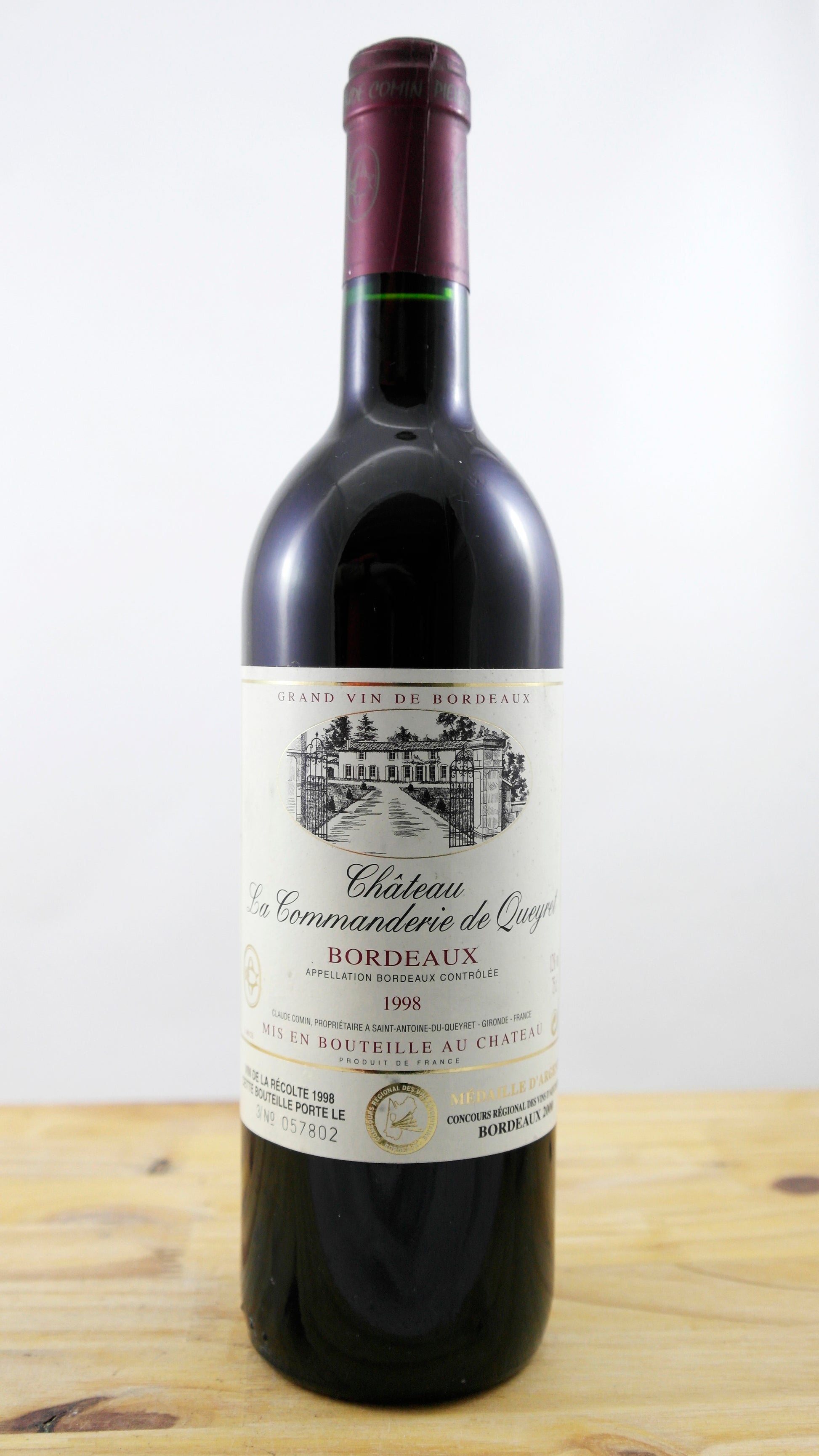Vin Année 1998 Château La Commanderie de Queyret