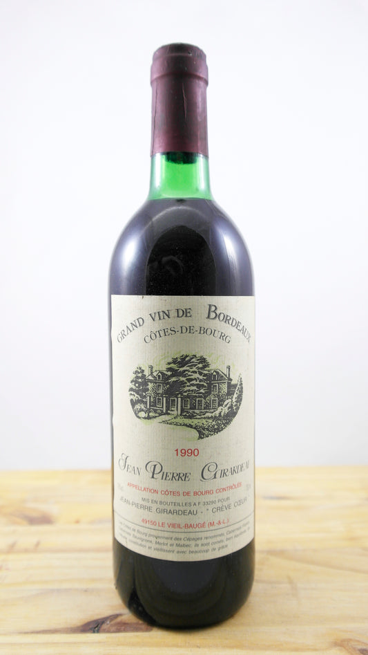 Vin Année 1990 Cöte de Bourg Jean Pierre Girardeau