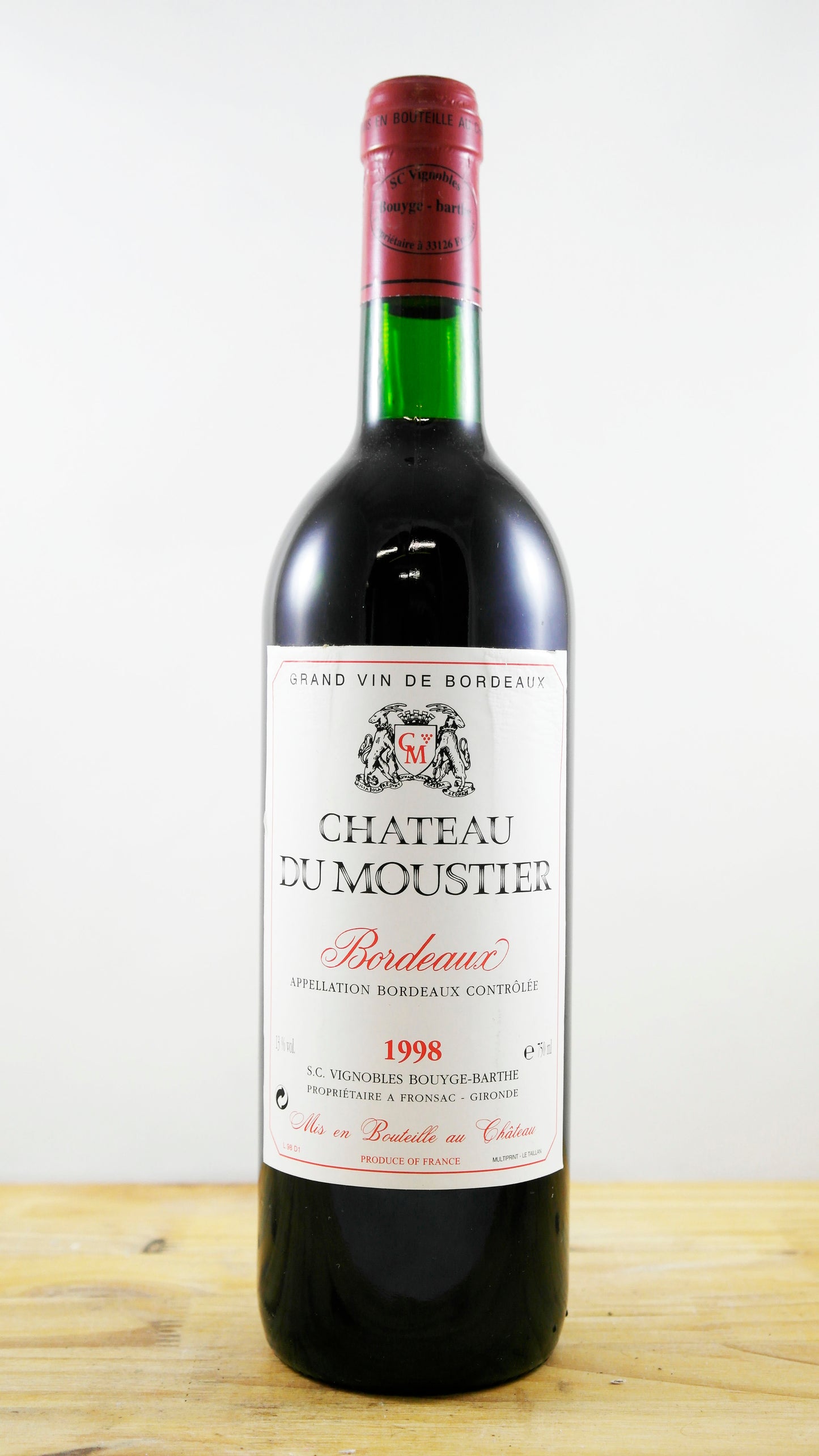 Vin Année 1998 Château du Moustier
