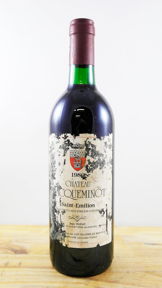 Vin Année 1986 Château Jacqueminot