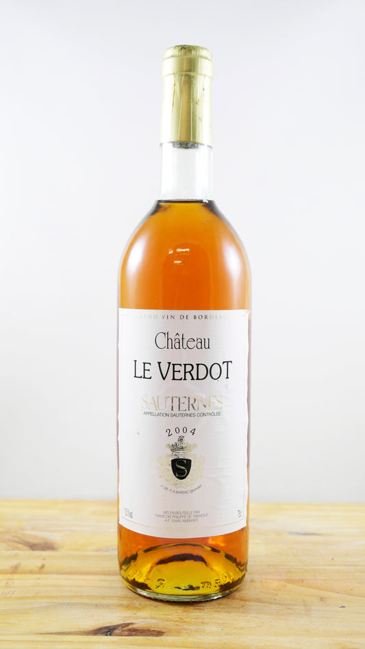 Vin Année 2004 Château Le Verdot Sauternes