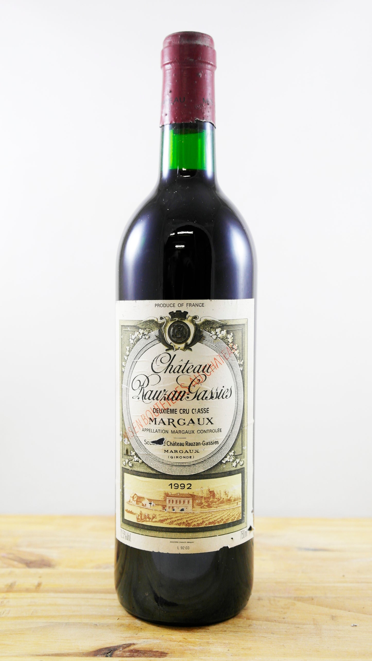 Vin Année 1992 Château Rauzan Gassies
