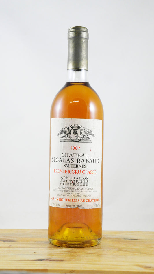 Vin Année 1987 Château Sigalas Rabaud