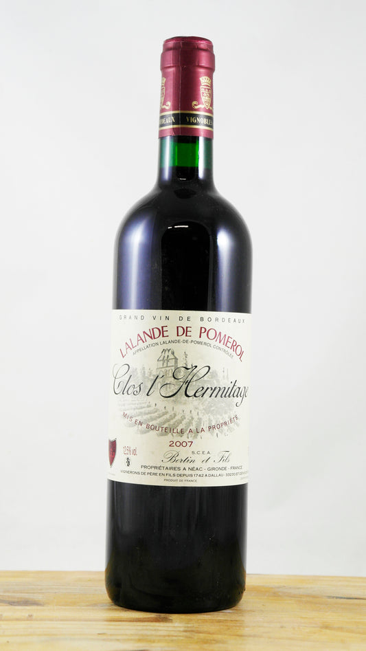 Vin Année 2007 Clos l'Hermitage